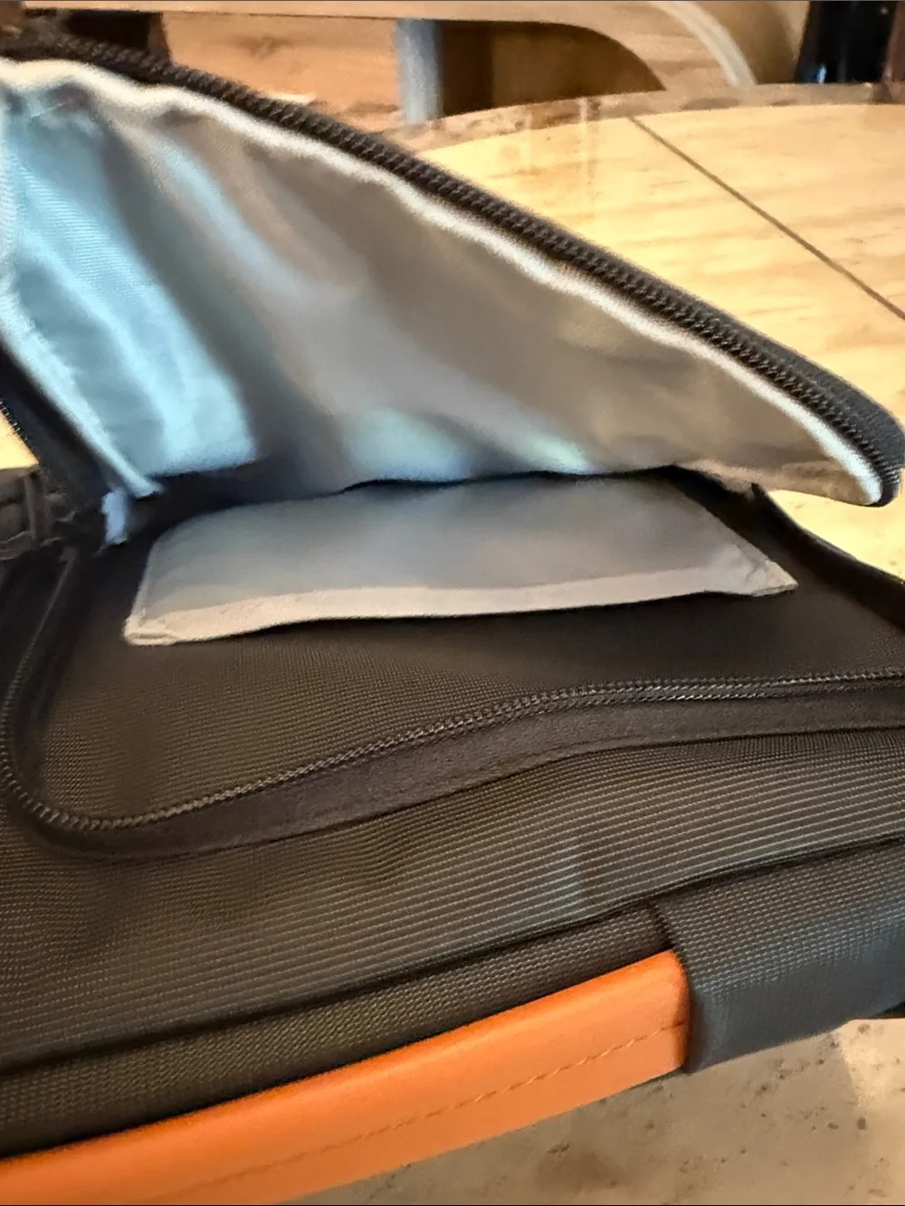 tomtoc Black Laptop Bag with Orange Handle Accent and Dual Front Pockets
